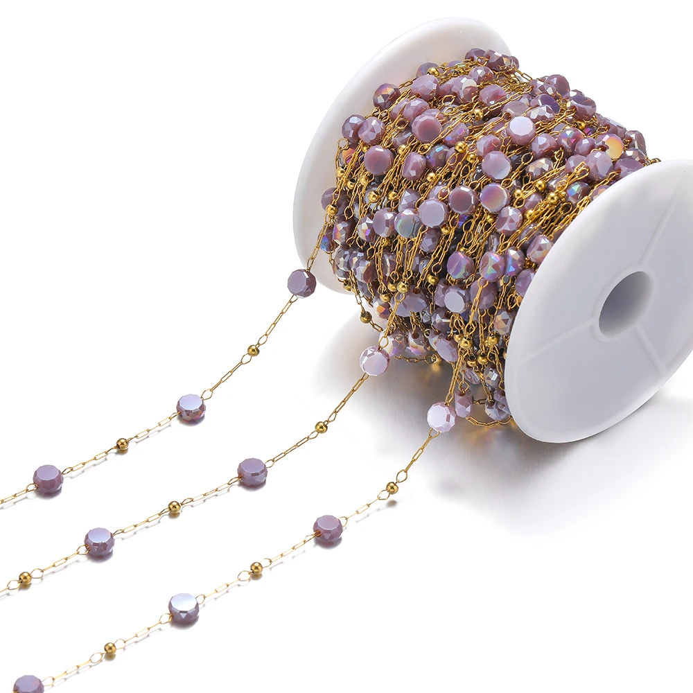 1 Meter Edelstahl Kristallglas Vakuum Gold Perlen Ketten DIY Halsketten Ergebnisse Armband Schmuck Ohrringe Herstellung Handwerk