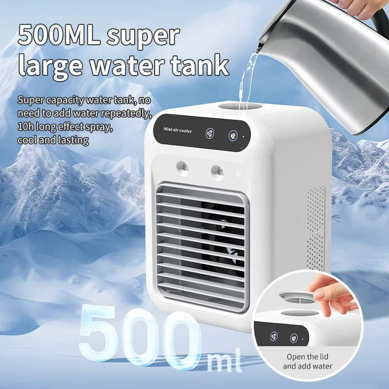 Mini Air Blower, Office Humidification And Ling, Small Bladeless Cold Fan, With Arechargeable 1800mAh Lithium ,spray_voghion.com