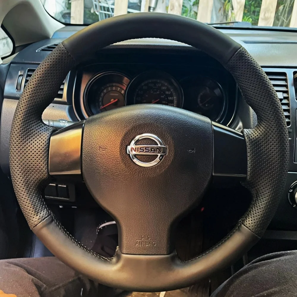 Anpassung Hand Nähen Mikrofaser Leder Nicht-Slip Auto Lenkrad Abdeckung Zubehör Für Alte Nissan Tiida Livina Sylphy