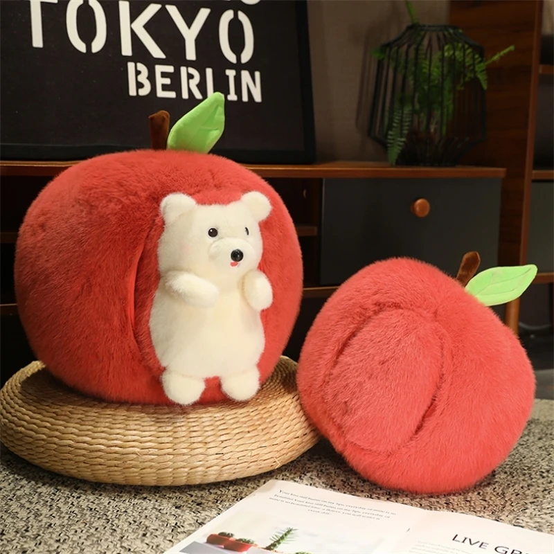 Cute Hedgehog Stuffed Animal Plush Doll in Apple Pillow, Cute And Soft Home Decor Dolls 6
