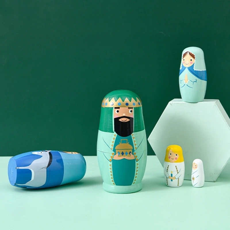 HUYU 5 Pieces Matryoshka King Children's Brain Game Educational Toy with Variety Color Portable Educational Toys Easter Gift