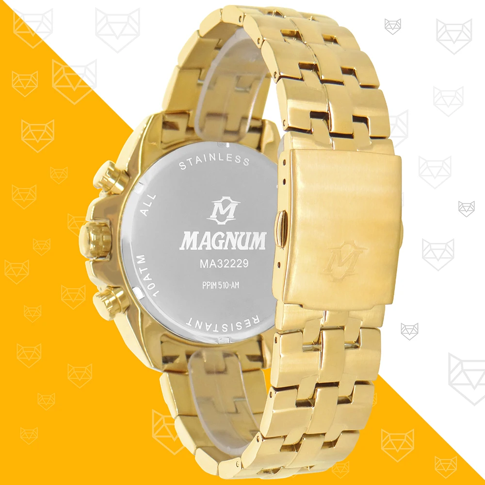 Relógio Masculino Magnum Dourado 2 Anos De Garantia Original - AliExpress