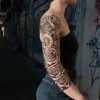 Large Full Arm Sleeve Waterproof Temporary Tattoo Sticker Clock Rose Flower Dove Bird Totem Fake Tatoo Body Art Men Women Leg 3