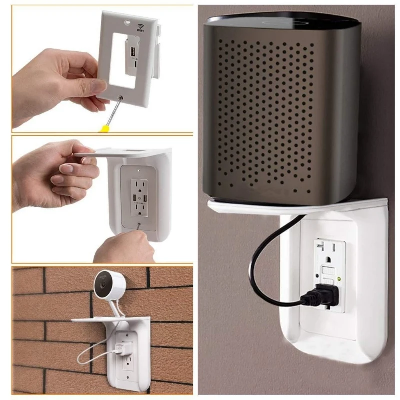 

Switches Socket Shelves Wall Mounted Plastic Power Outlet Shelf Space Saving