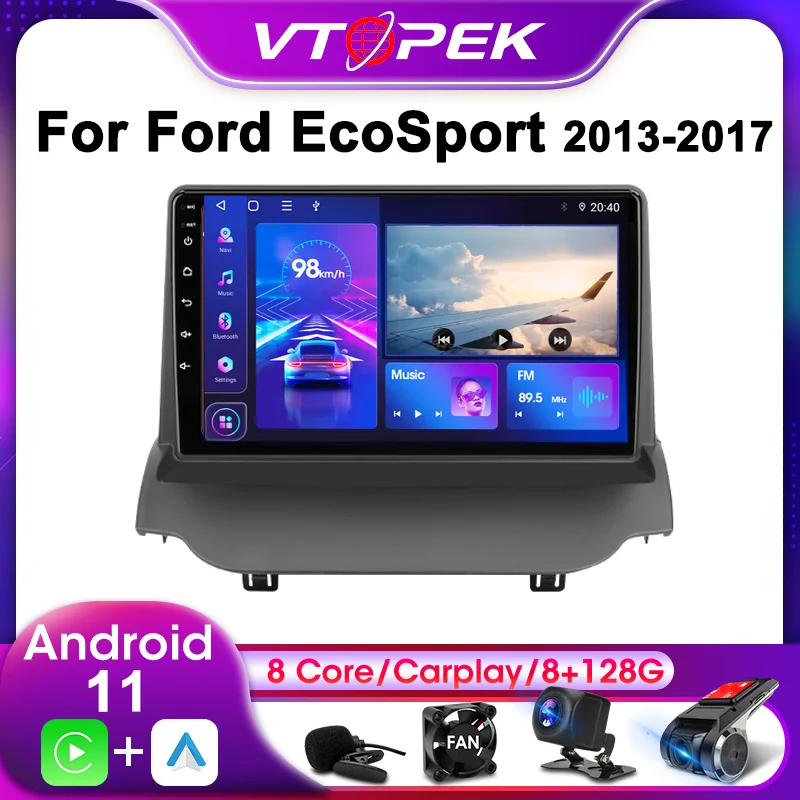 Vtopek 2Din For Ford EcoSport 2013 2017 4G Android 11 Car Stereo Radio