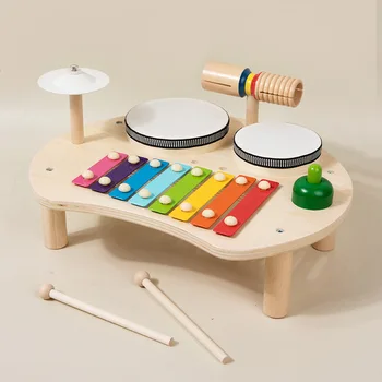 Multi-function Baby Music Table Toys Wooden Musical Instrument Toys for Kids 2 To 4 Years Old Montessori Early Educational Toys