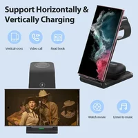 VIKEFON  3 in 1 Wireless Charger Stand for iPhone 16 15 14 13 Samsung Galaxy S23 Apple Watch Airpods Pro Fast Charging Station - Image 2