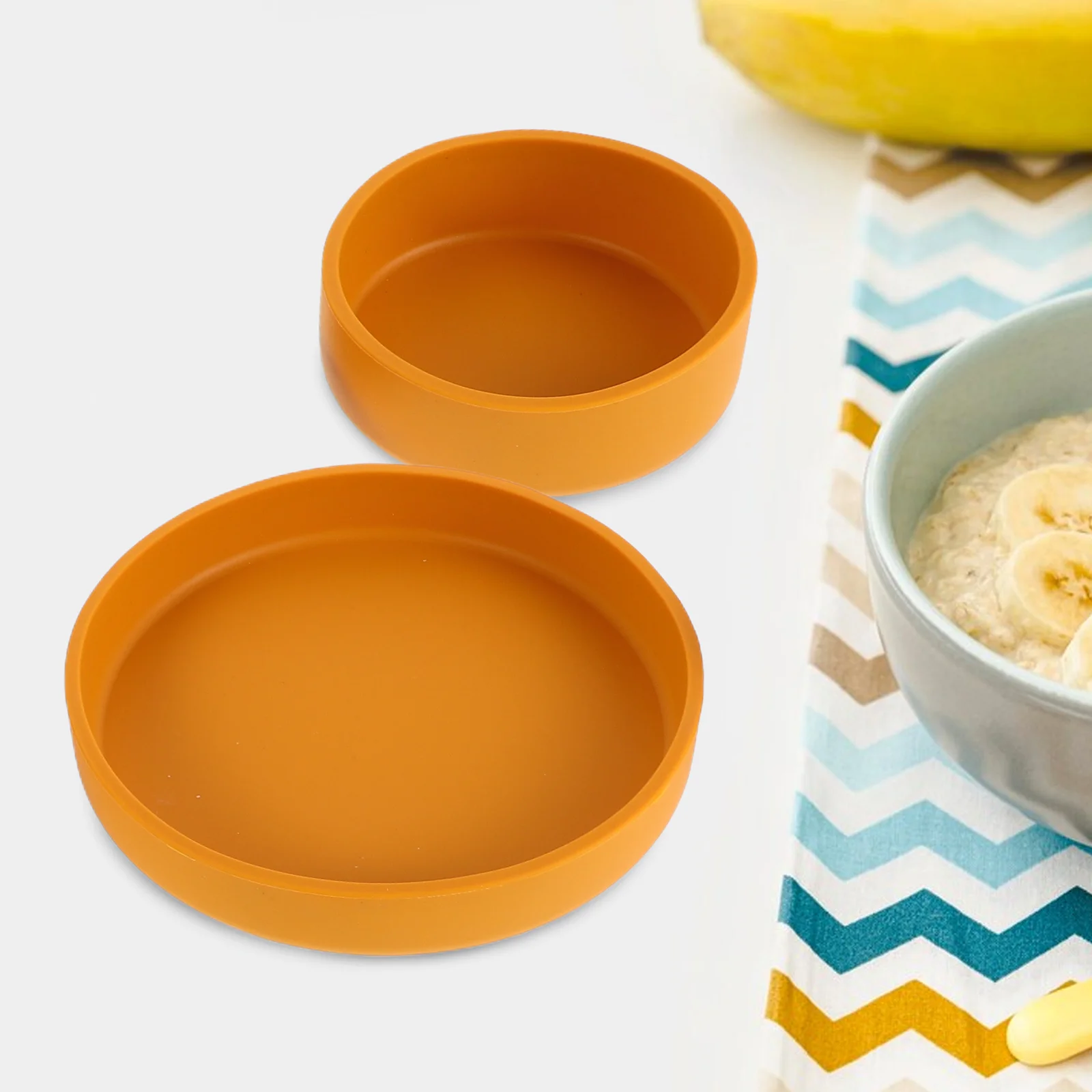 3 Pcs Silicone Plate Baby Girl Essentials Yellow Silica Gel Bowls and Plates Newborn