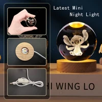 5cm Lilo and Stitch Disney Unique 3D Crystal Ball Lamp LED Luminous Crystal Ball Night Light Glass Children's Birthday Gifts Toy 2