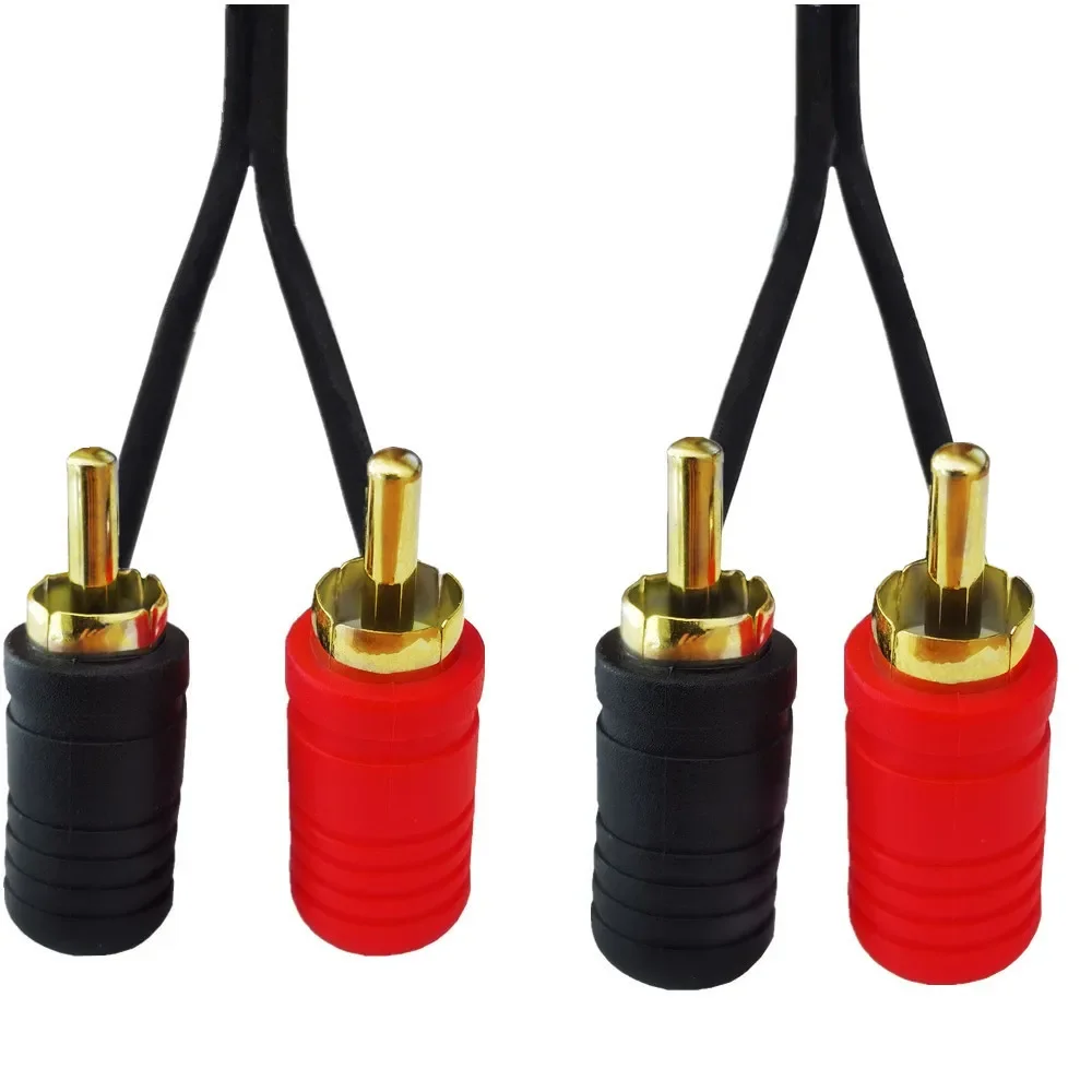 Right-Angle 2-Male Stereo RCA Audio Cable, 1m