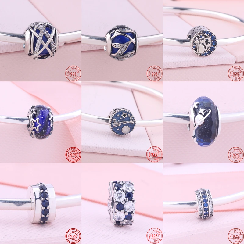 Браслеты Pandora женские из серебра 925 пробы с паве звезд и голубого неба со