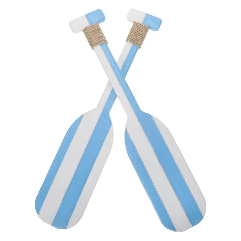 

2pcs Mediterranean Style Wood Oar Pendant Home Hanging Ocean Beach Theme Wooden Oar Hanging Pendant Wall Decor Housewarming Gift