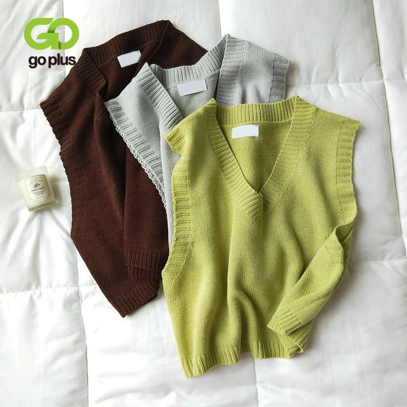 GOPLUS Women V-Neck Knitted Vest 2021 New Spring Autumn Sweater Vests Short Female Casual Sleeveless Twist Knit Pullovers C9510 |