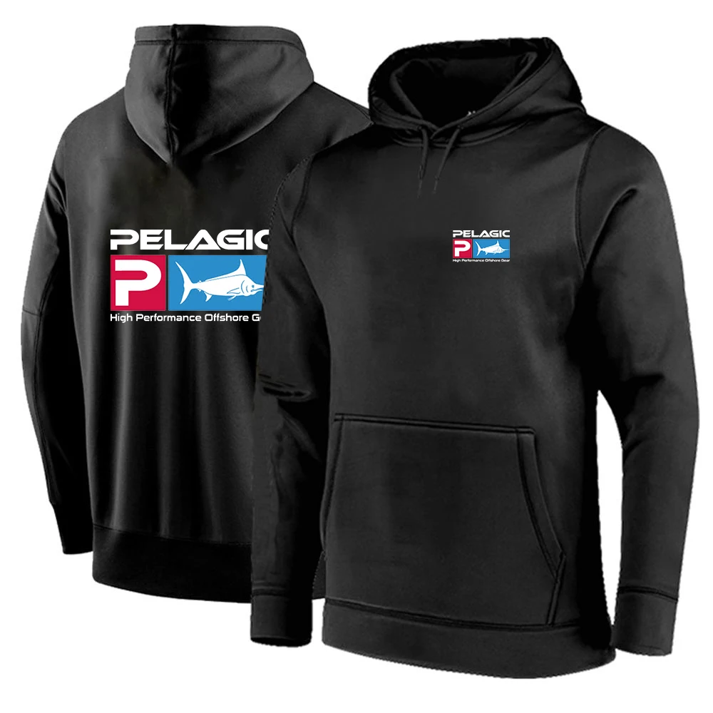 

Pelagic Fishing Logo 2023 New Men Hoodie Solid Color Ribbed Cuff Autumn Winter Drawstring Warm Sweatshirt For Daily Wear