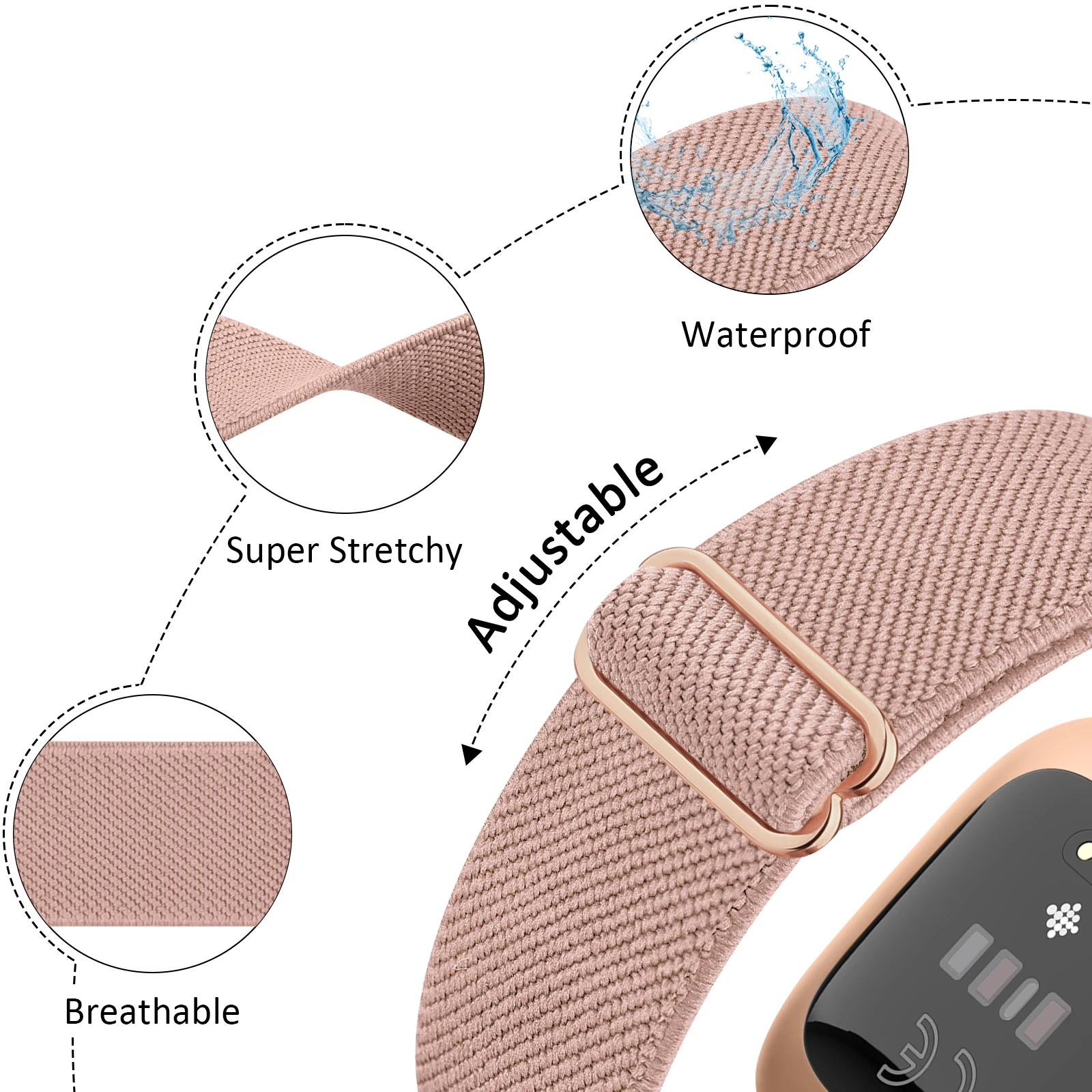 Breathable Nylon Loop Elastic Strap for Smart Watches – Soft Sport Replacement Band