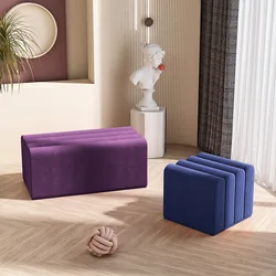 Taburete de pie de terciopelo para puerta del hogar, taburete creativo para porche, de madera, para almacenamiento de zapatos
