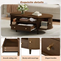 Table basse moderne, table basse avec tiroirs, table de canapé avec porte coulissante, table de salon avec 4 pieds 100 x 50 x 36 cm 3