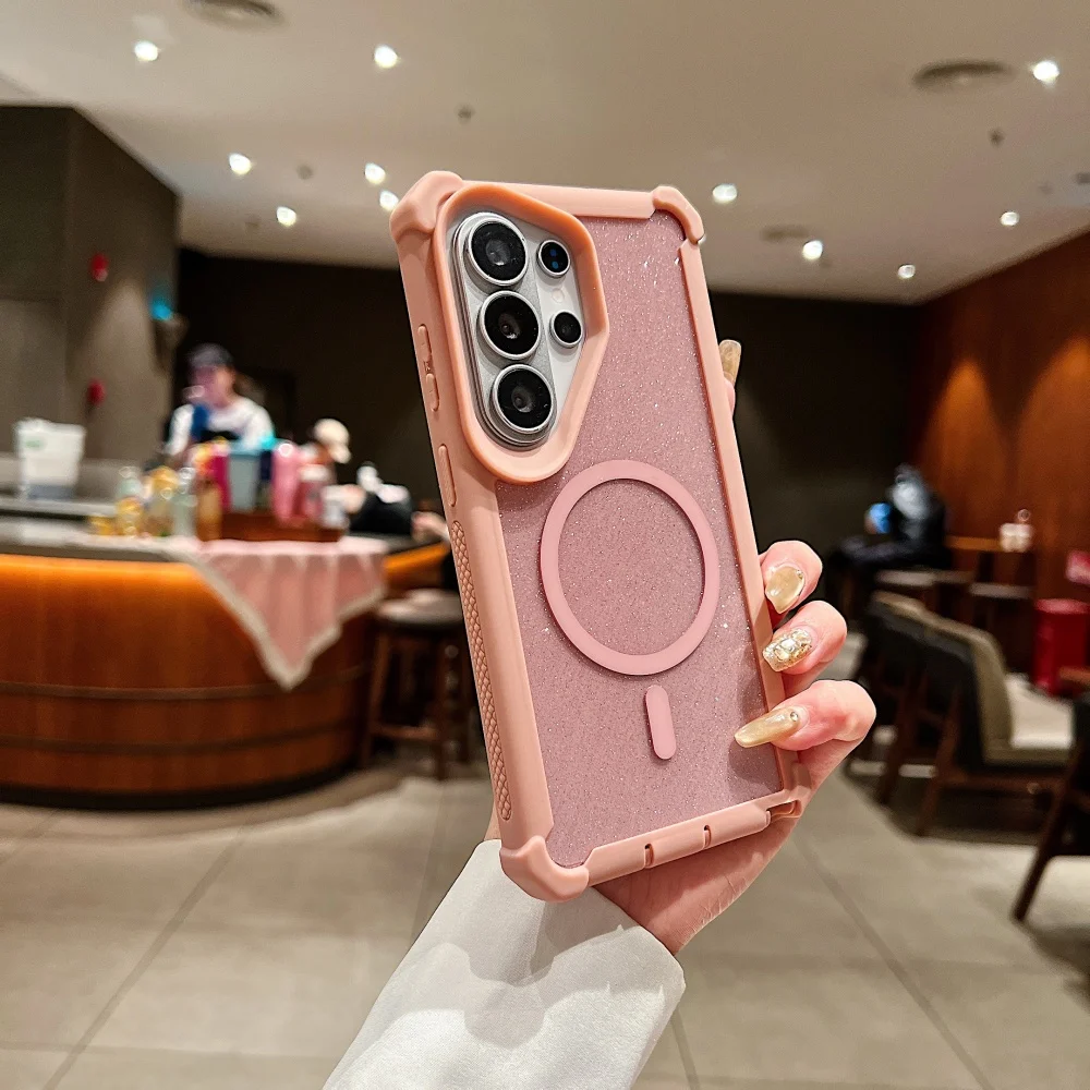 Radiant Glitter Magnetic Airbag Shockproof Case - Transparent Protective Cover