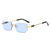 Fashion Rimless Rectangle Sunglasses Popular Women Men Shades Small Square Sun Glasses For Female Male Summer Traveling Oculos - Image 3