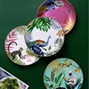 New Forest Beast Tiger Pattern Tableware Ceramic Plate Bone Porcelain Gold Plated Western Porcelain Plate Tableware Set 6