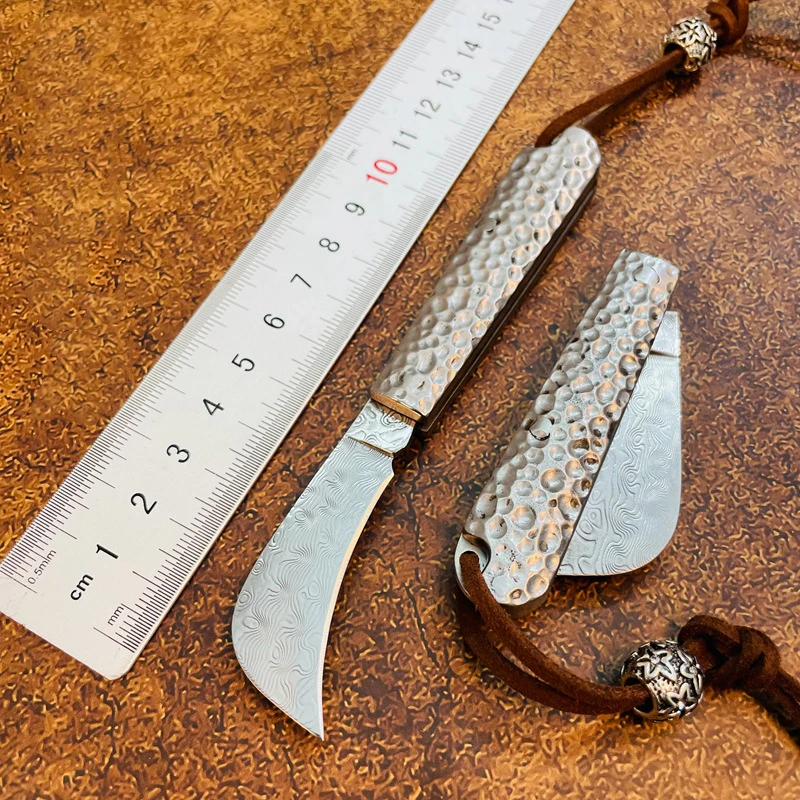 

Mini Knife Damascus Folding Knife Stainless Steel Sharp Fruit Knife Outdoor Camping Hunting Survival EDC Tool Pocket Knives
