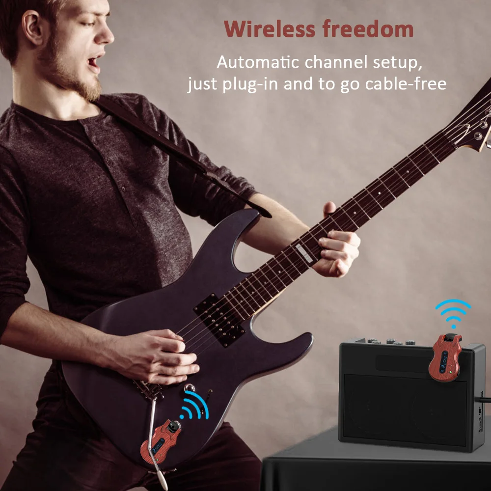 

summina Wireless Guitar System Transmitter Receiver Built-in Rechargeable Battery 100 Feet Transmission Range