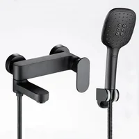 ก๊อกน้ำอ่างอาบน้ำแบบฝักบัวสีขาว หัวน้ำแบบน้ำตก พร้อมฝักบัวมือ  ก๊อกผสมน้ำร้อนน้ำเย็น สีดำ สีเทา 1