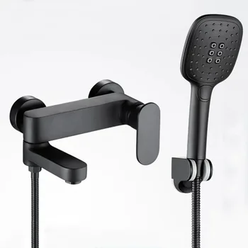 ก๊อกน้ำอ่างอาบน้ำแบบฝักบัวสีขาว หัวน้ำแบบน้ำตก พร้อมฝักบัวมือ  ก๊อกผสมน้ำร้อนน้ำเย็น สีดำ สีเทา 1