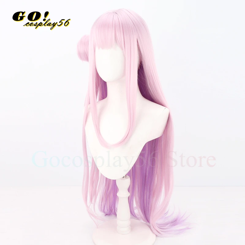 Blue Archive Misono Mika Cosplay Wig Bun 85cm Light Pink Purple Long Straight Synthetic Hair Project MX Girls Headwear