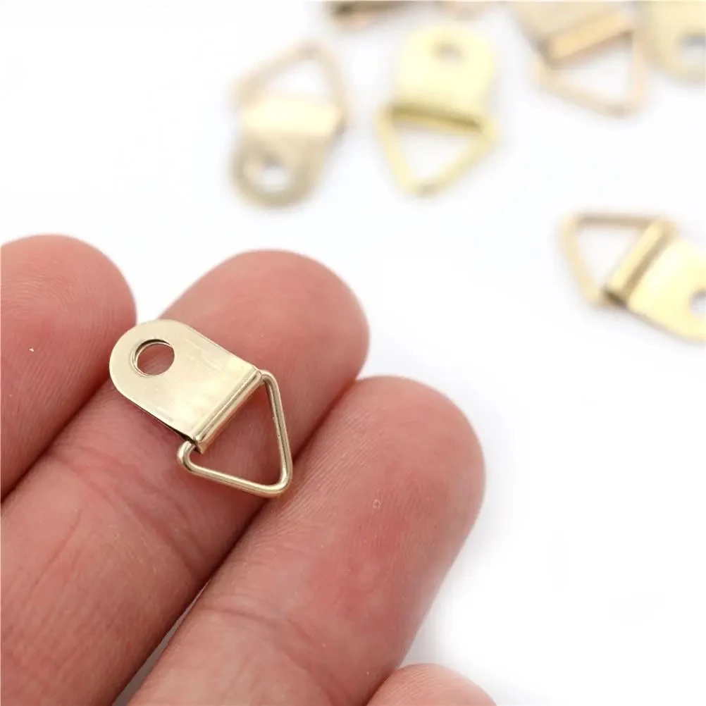 10/100PCS/Lot Golden Triangle D-Ring Hanging Oil Painting Mirror Picture Frame Hanger