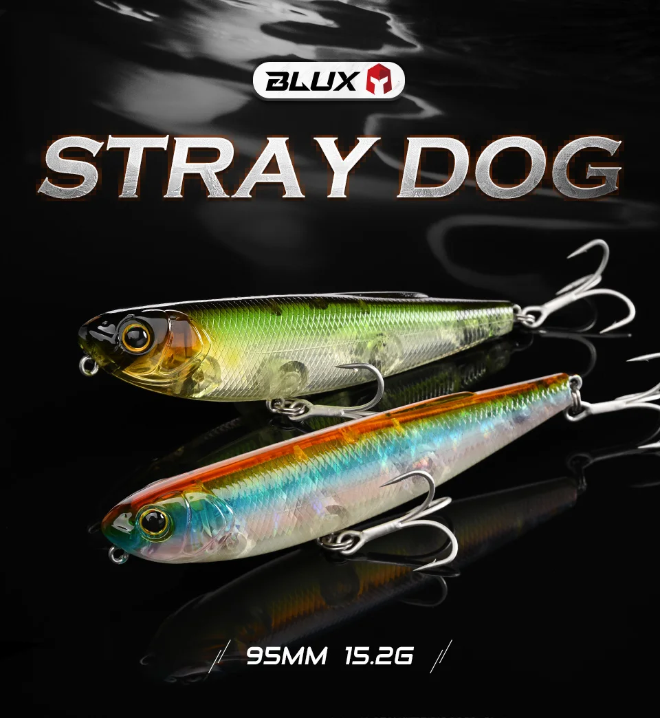 BLUX STRAY DOG 95 Topwater Bleistift 95 mm 15,2 g Oberflächenwalker Angelköder Walk The Dog Künstlicher Salzwasserbarsch Hartköder Tackle – Detail 1