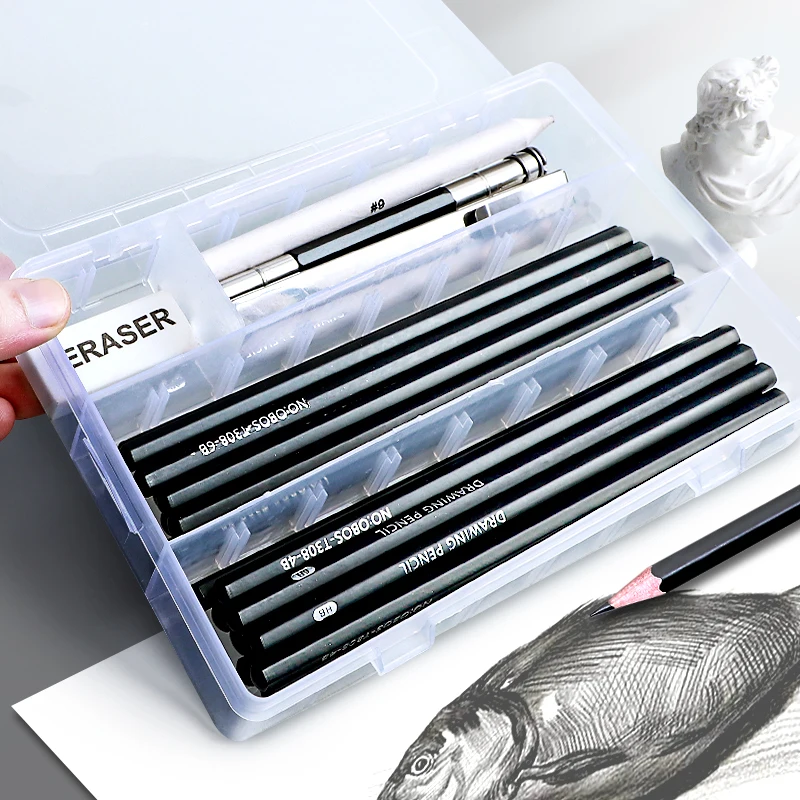 27/38/47pcs Drawing Pencils Sketch Box Set Sketching Kit Pro Art Sketch Supplies Charcoals Kneaded Eraser Extender Pencil Case 2