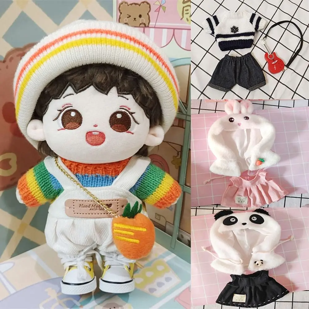 

Fashion Doll Hoodies Cartoon Animal Handmade Dolls Sweatshirt Cloak with Hat Wooden Plush Coat Outfits