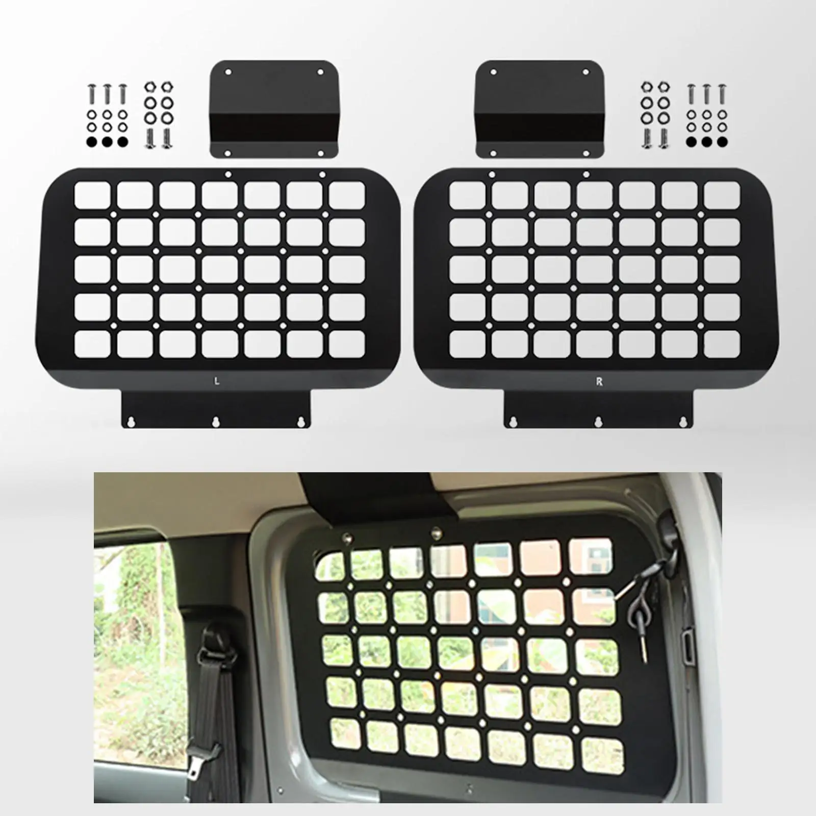 

2x Rear Window Side Storage Racks Inner Window Expansion Frame Easy to Install