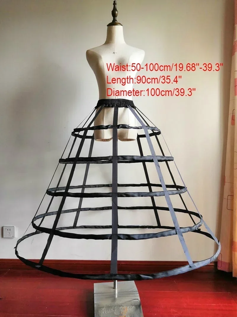 Women Gothic Lolita Birdcage3/4/ 5 Hoop Petticoat Underskirt Medieval Victorian Circle Fishbone Crinoline Pannier petticoat skirt petticoat underskirt wedding underskirt lolita petticoat flower girl underskirt wedding petticoat vintage underskirt