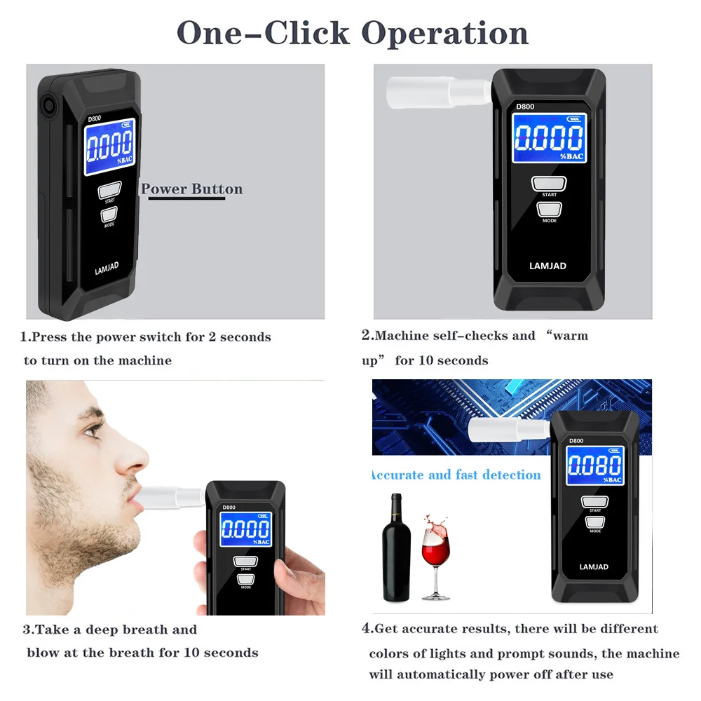 Alcootest Ethylotest Electronique, Professionnel Portable Numérique avec  Ecran LCD d'Affichage, Capteur à Semi-conducteur Teste A31 - Cdiscount Auto