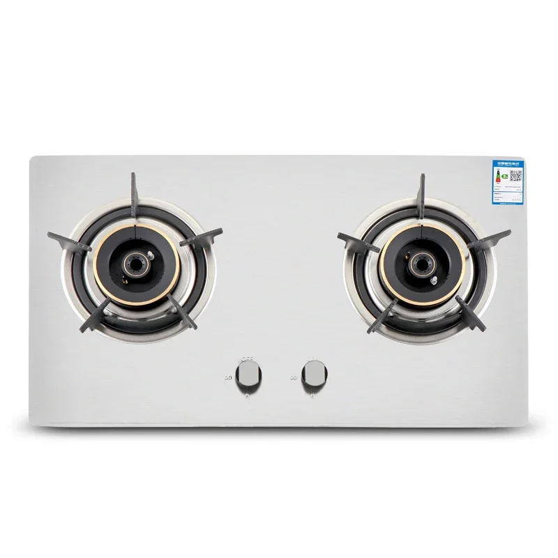 4.2KW Desktop Gas Stove Double-Head Burner Thickened Stainless Steel Panel Natural Gas Liquefied Stove Binocular