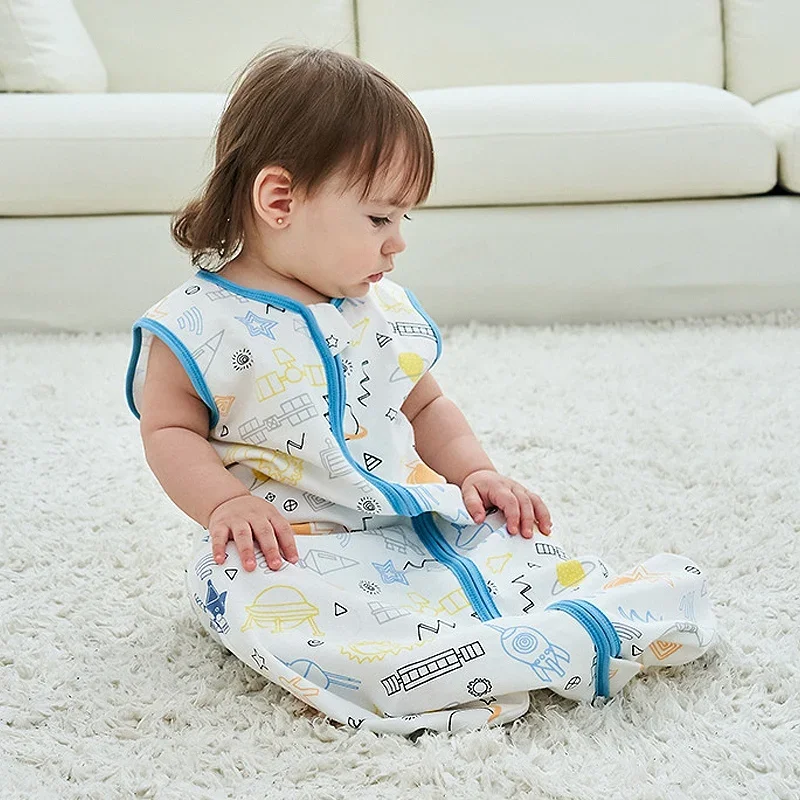 Baby Summer Sleeping Bag Newborn Sleepsacks with Zipper Boys Girls Sleeveless Slaapzak Anti-kick Quilt Saco De Dormir Para Bebe