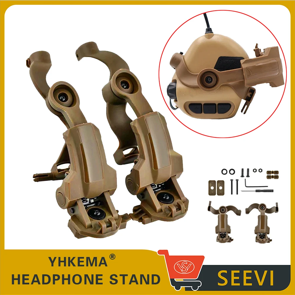 Hunting Shooting Headphone Stand, 360&deg; rotation suitable for OPS Core Arc/Wendy M-Lok Quick Helmet Track Mounting Adapter