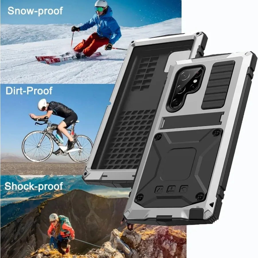360° Full Body Shockproof Aluminum Metal Case with Inner Silicone and Kickstand