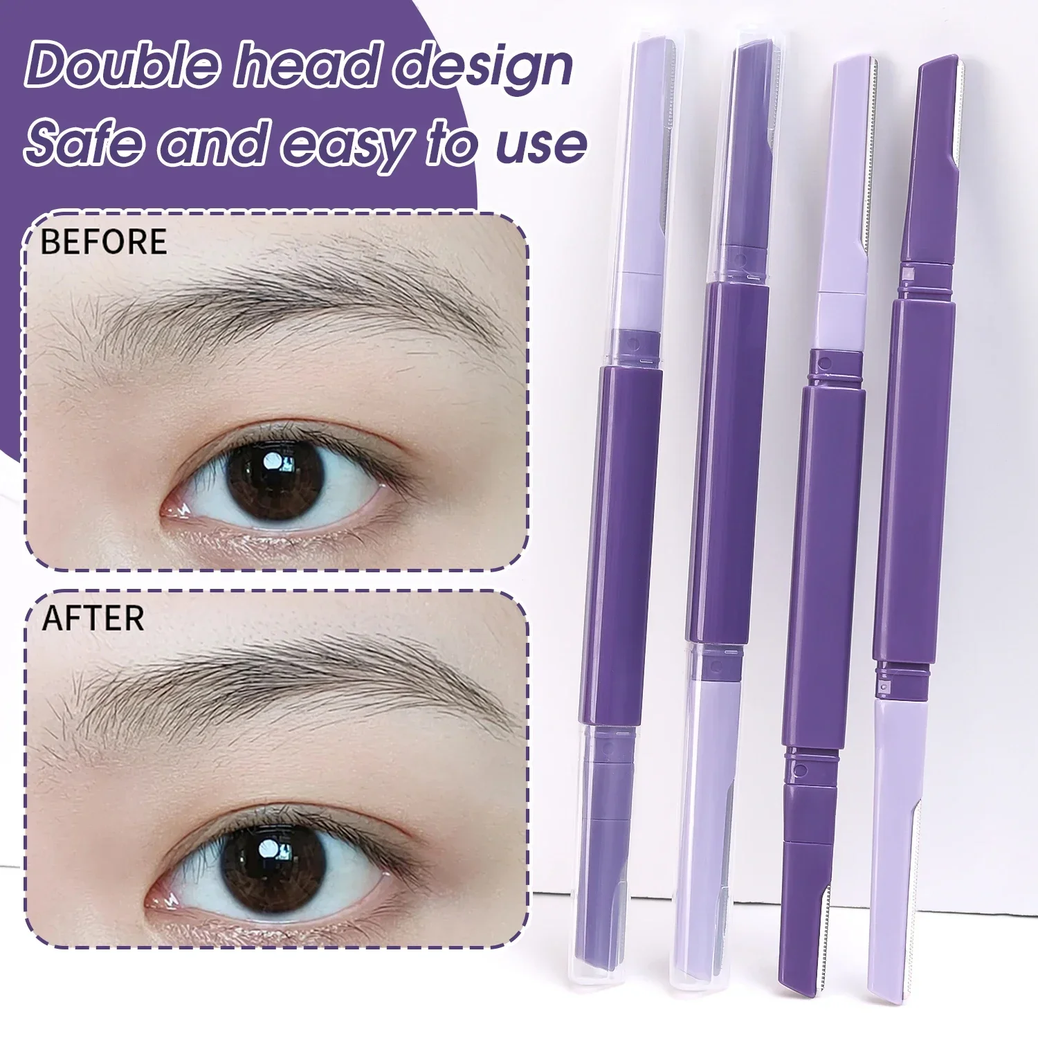 Double-ended Eyebrow Trimmer Blade Safe Eyebrow Knife Face Hair Removal Scraper Shaver Professional Brow Makeup Beauty Tools