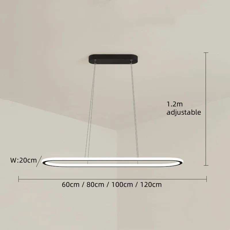 Description Picture 3 of itemNordic modern oval ring pendant ligh simple LED hanging lamp dining table dining room bar counter office store lighting fixtures