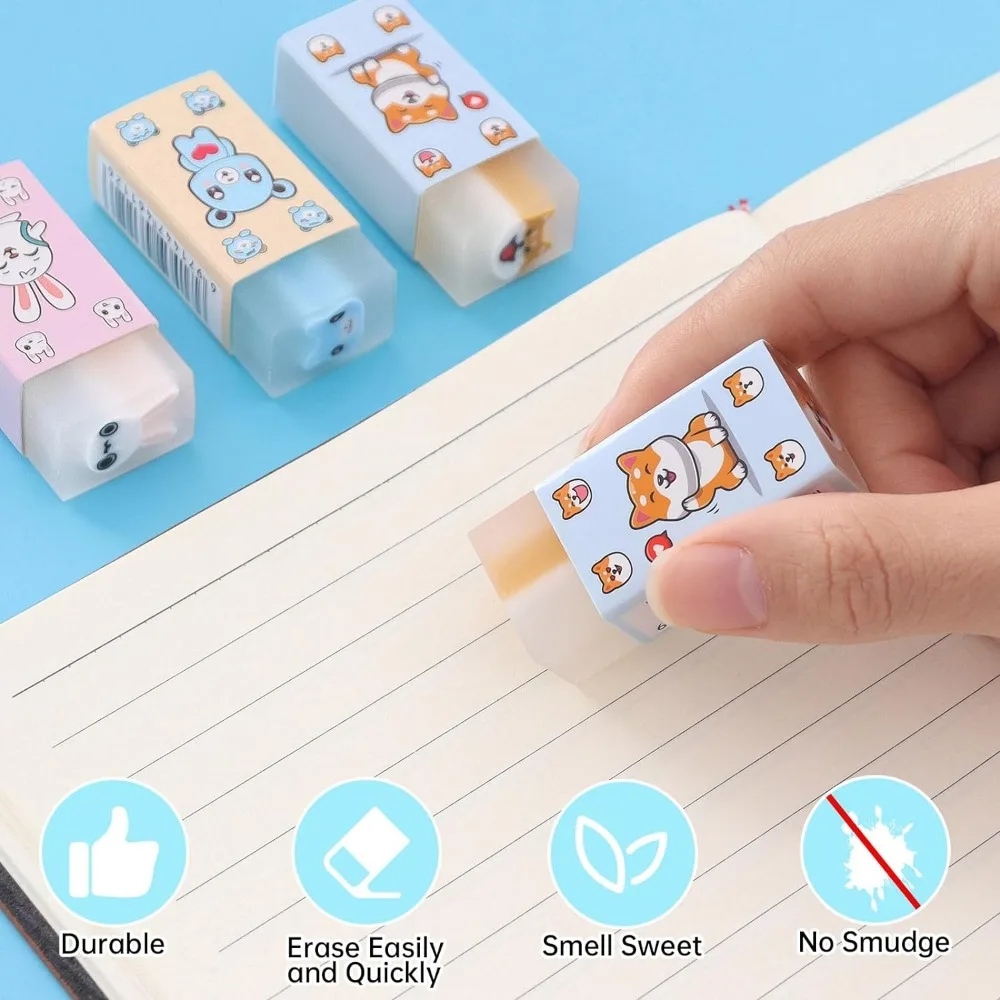 6 pcs Cute Kid Animal Erasers Fun Desk Pets Jelly Eraser for Students Kawaii Stationery School Supplies Prize Gifts Party Favors 3