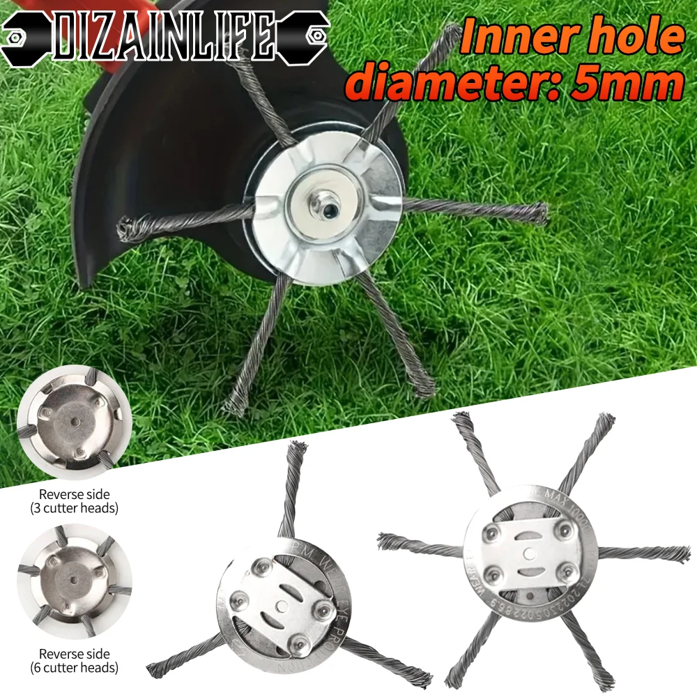 Weed Cutter Head Universal Weed Brush Cutter Head Steel Wire Wheel Grass Trimmer Head Lawn Mower Grass Brush Cutter
