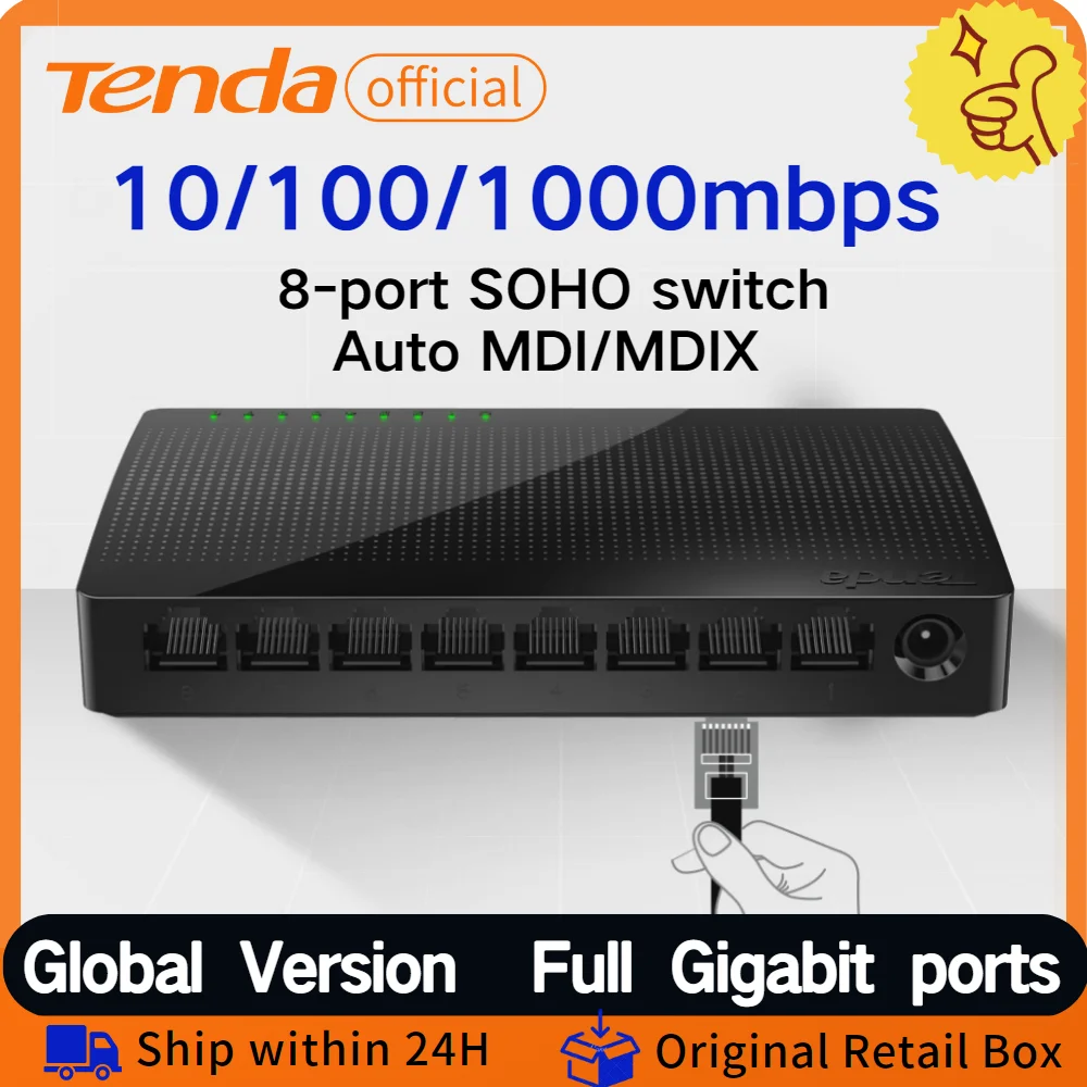 Tenda Gigabit Switch Ethernet 1000Mbps 5/8 Porte Desktop Switch Smart Switcher Home/Office Network Rj45 Hub Iniettore Internet