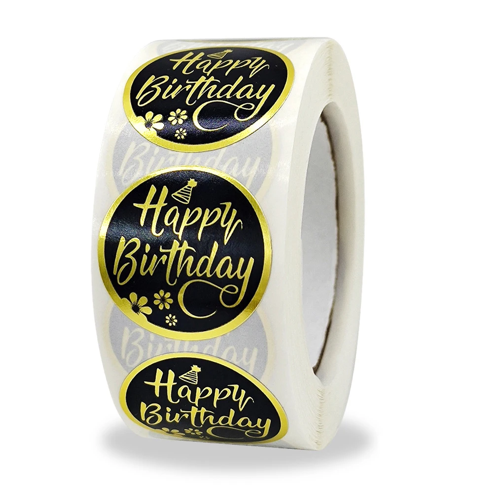 1inch Round Happy Birthday Stickers 50-500pcs Cute Birthday Party Gift Decoration Supplies Greeting Card Tags decorative stickers self adhesive stickers stationery stickers paper stickers adhesive stickers handbook stickers diy scrapbooking accessories stationery supplies holiday party decorations