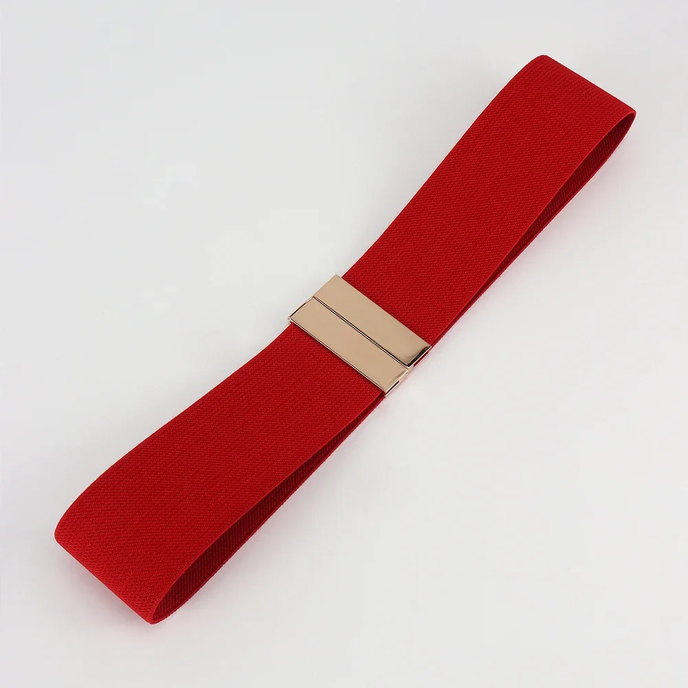 High Quality Belts for Women Black Waist Elastic Ladies Band Round Buckle Decoration Coat Sweater Fashion Dress Rice White - 5