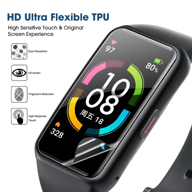 1-10PCS Soft Hydrogel Film for Huawei Band 7 9D Curved Screen Protective Film for Huawei Honor Band 6 Smart Wristband Not Glass