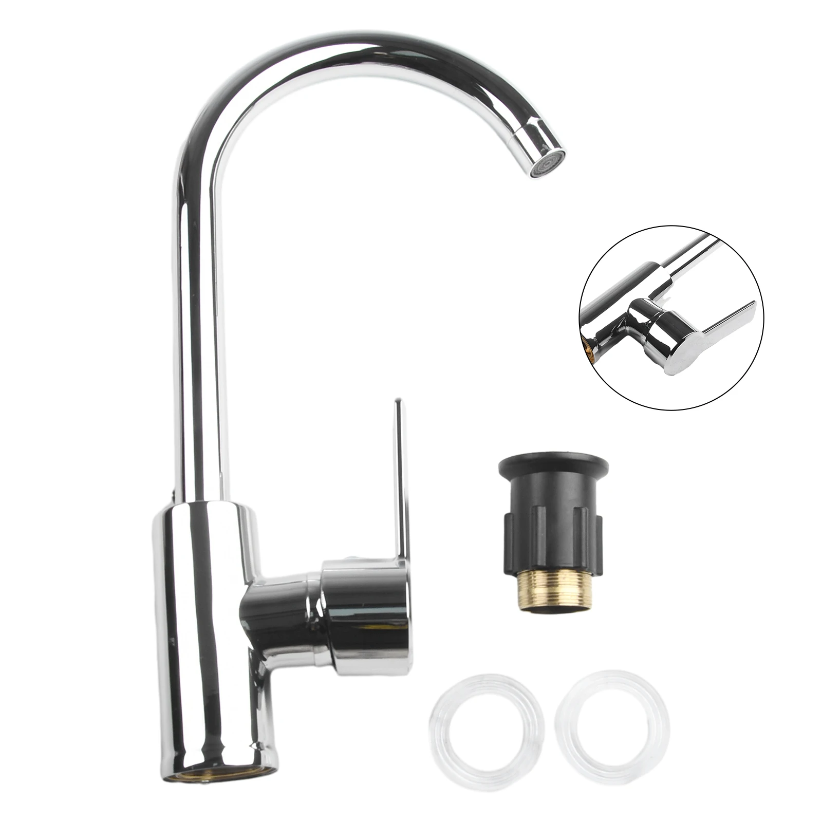 

Silver Zinc Alloy Basin Sink Faucet Replacement With Thickened ABS Handle 360 Degree Swivel Bathroom Supplies Kitchen Supplies