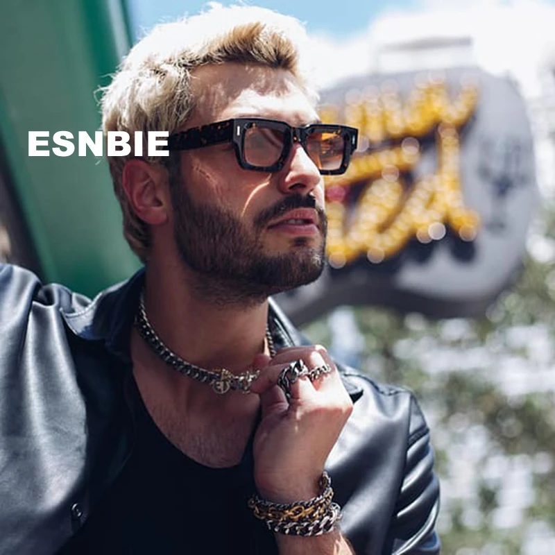 Marke Designer Chunky Männer Sonnenbrille Polarisierte Rechteckige Sonnenbrille Mann Handgemachte Acetat Rahmen Platz Shades Brillen UV400 – Detail 1